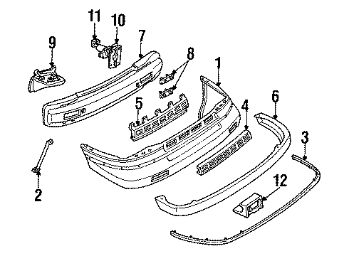 1991 Chevy Lumina APV Molding Assembly, Front Bumper Fascia Upper *Black Diagram for 10146361