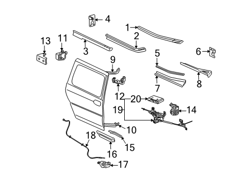 2008 Chevy Uplander Motor Assembly, Rear Side Door Actuator Diagram for 15839055