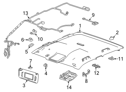 2017 GMC Sierra 2500 HD Harness Assembly, Headliner Diagram for 84064224