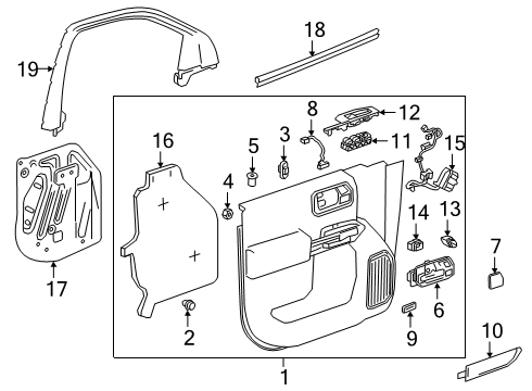 2019 Chevy Silverado 1500 MOLDING ASM-FRT S/D WDO GARN Diagram for 85534275