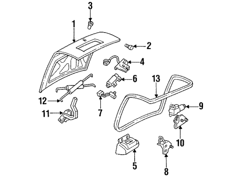 1994 Cadillac DeVille Cylinder Kit,Rear Compartment Lid Lock (Uncoded) Diagram for 12513061