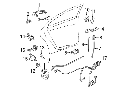 2011 Chevy Malibu Rear Door - Lock & Hardware Diagram