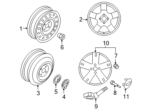 2009 Chevy Aveo5 Wheels, Covers & Trim Diagram