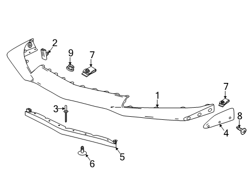 2018 Chevy Camaro Deflector Pkg, Front Bumper Fascia Air Diagram for 23329728