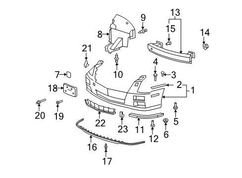 2010 Cadillac STS Front Bumper Diagram