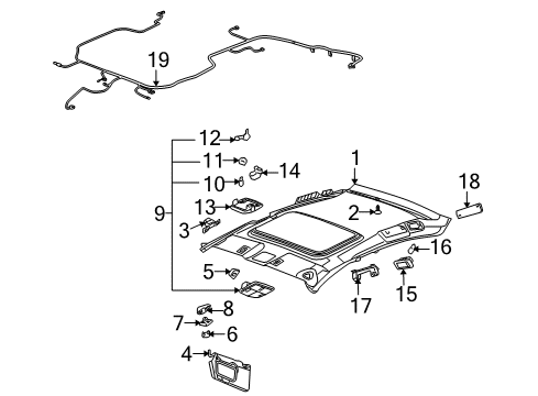 2008 Buick LaCrosse Panel Assembly, Headlining Trim *Neutral L Diagram for 15923350