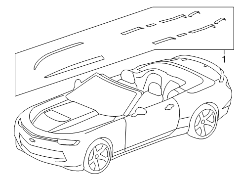 2021 Chevy Camaro Spider Stripe in White Pearl for LS/LT Convertible Models Diagram for 84356663