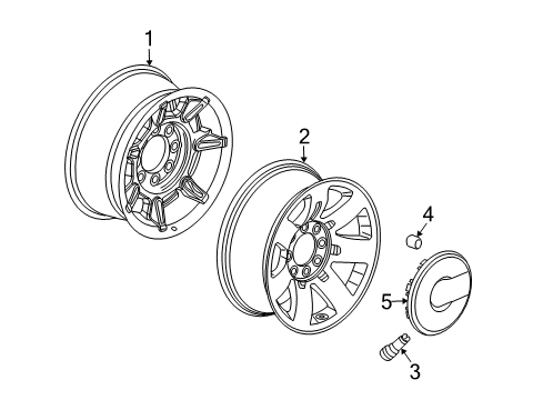 2008 Hummer H2 Wheel Rim, 20X8.5 Aluminum Chrome Diagram for 9595940