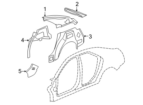 2014 Cadillac CTS Inner Structure - Quarter Panel Diagram 4 - Thumbnail