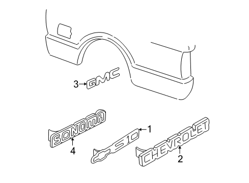 2004 GMC Sonoma Exterior Trim - Pick Up Box Diagram 3 - Thumbnail