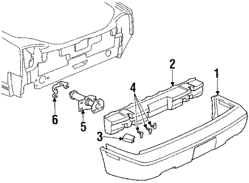 1990 Oldsmobile Cutlass Calais Rear Bumper Cover Diagram for 22536179