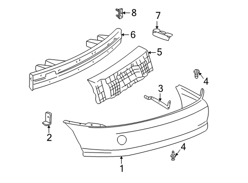 2000 Pontiac Sunfire Rear Bumper Silver Diagram for 12335352