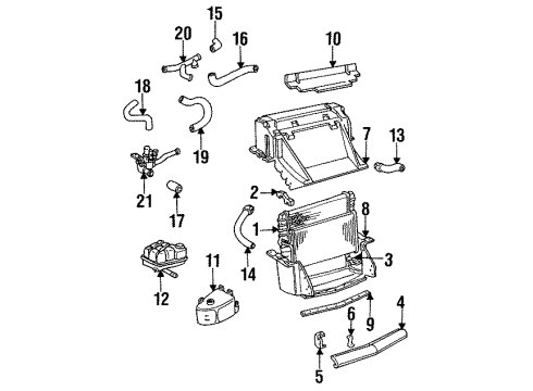 1993 Chevy Corvette Outlet Radiator Coolant Hose Assembly Diagram for 10257252