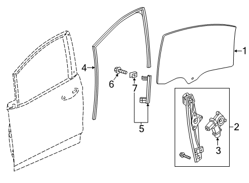 2020 Chevy Bolt EV Retainer, Front Side Door Window Channel Diagram for 42547025