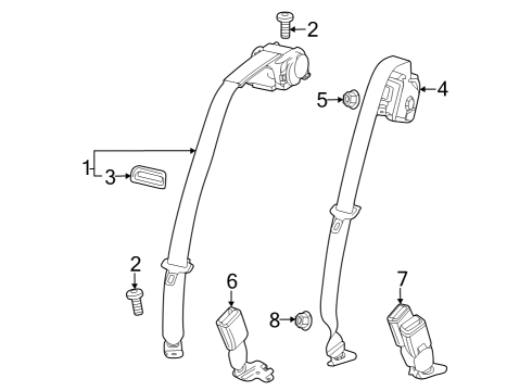 2024 Chevy Trax RETRACTOR KIT-R/SEAT BELT *JET BLACK Diagram for 42837814