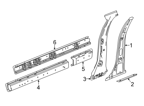 2018 Cadillac XT5 Center Pillar & Rocker Diagram