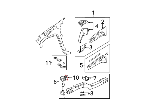 2007 Buick Rendezvous Panel Asm,Front Wheelhouse (LH) Diagram for 88895490