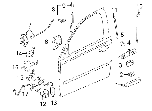 2005 Pontiac G6 Rod, Front Side Door Outside Handle Diagram for 25907212