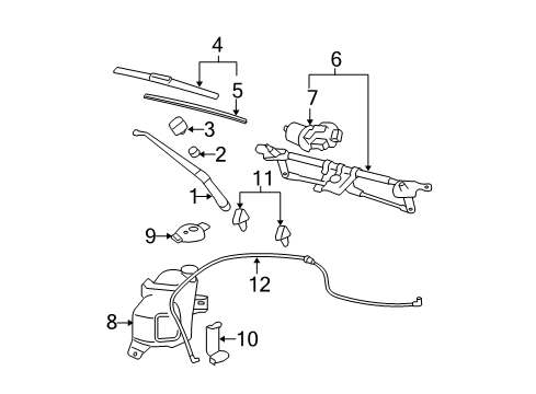 2009 Chevy HHR Motor Assembly, Windshield Wiper Diagram for 25791962