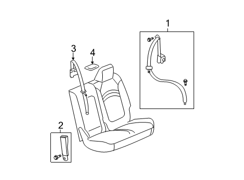 2013 GMC Acadia Second Row Seat Belts Diagram