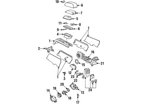 1992 Cadillac Seville CONSOLE, Floor Console Diagram for 12538779