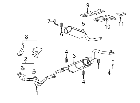 2010 Cadillac Escalade Exhaust Muffler Assembly (W/ Resonator, Exhaust & Tail Pipe Diagram for 20757529