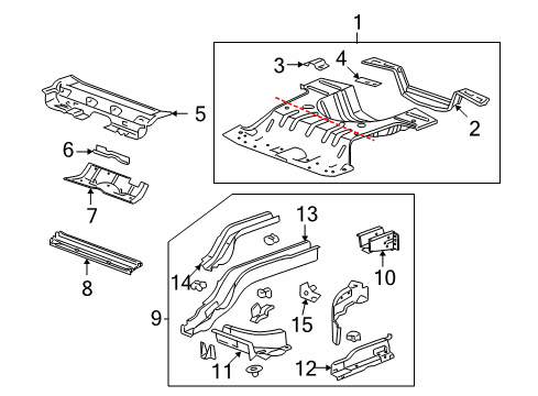 2008 Chevy Malibu Reinforcement,Floor Panel #4 Cross Bar Diagram for 22677050