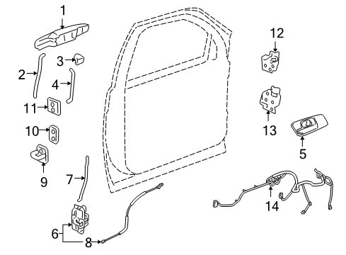 2011 Chevy Tahoe Front Door - Lock & Hardware Diagram 1 - Thumbnail