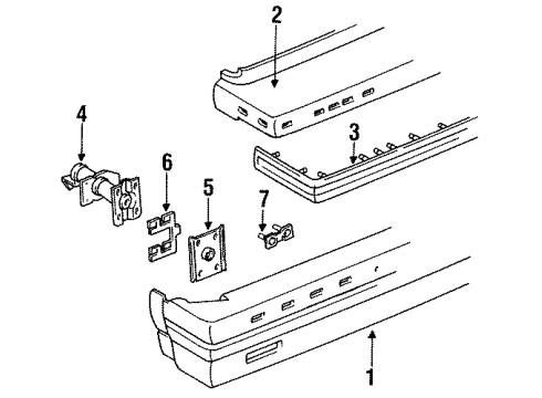 1987 Oldsmobile Delta 88 Rear Bumper Cover Diagram for 22525201