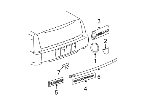 2011 Cadillac DTS Exterior Trim - Trunk Lid Diagram