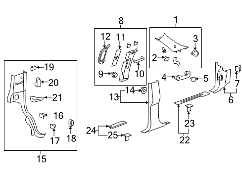 2010 Cadillac Escalade Interior Trim - Pillars, Rocker & Floor Diagram