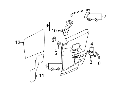 2004 Saturn Ion Filler Asm,Rear Side Door Opening Frame Upper Rear Blacko*Ebony Diagram for 22720361