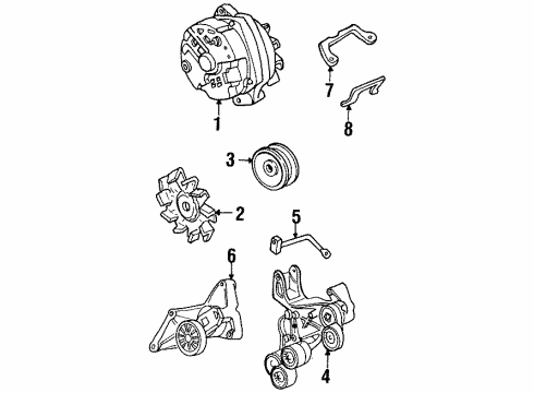 1998 Pontiac Bonneville BRACE, Generator Mounting Diagram for 24507348