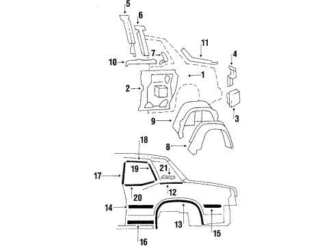 1984 Oldsmobile Omega Roof Side Emblem Diagram for 20085400