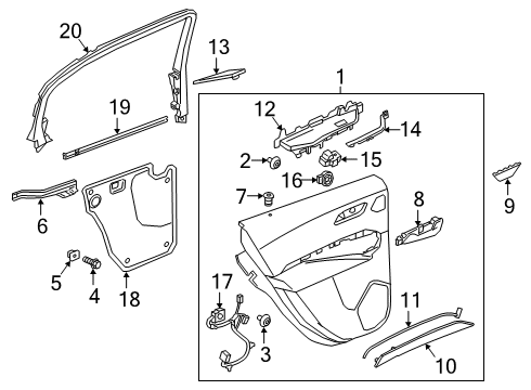 2020 Cadillac XT4 Trim Assembly, Rear S/D *Black Diagram for 84689166