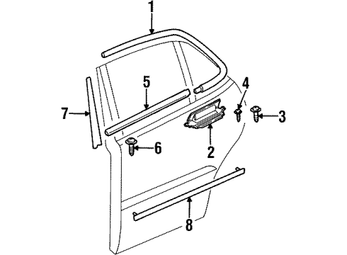 1999 Oldsmobile Intrigue Molding Assembly, Rear Side Door Window Belt Reveal *Black Diagram for 10446536