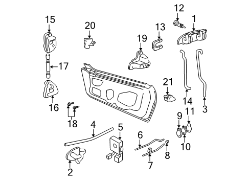 1997 Pontiac Sunfire Plate Assembly, Rear Side Door Body Side Hinge Anchor Diagram for 22645200