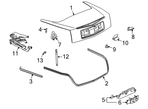 2004 Cadillac XLR Rear Compartment Lid Latch Assembly Diagram for 15847487