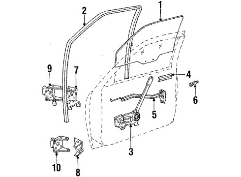 1990 GMC S15 Jimmy Glass - Door Diagram