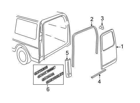 1998 GMC Savana 1500 Door Asm,Rear LH (&A12/A18) Diagram for 12549267