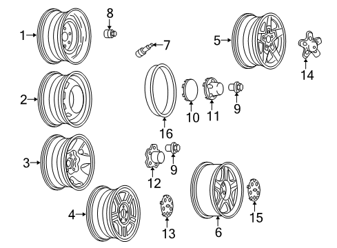 2001 Chevy S10 Wheel Rim Kit,Aluminum *Silver Sparkk Diagram for 12487568