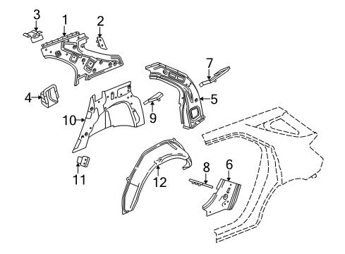 2012 Chevy Equinox Inner Structure - Quarter Panel Diagram