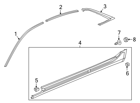 2017 Cadillac CT6 Molding Assembly, Front Side Door Window Upper Reveal Diagram for 84090010