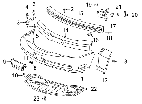 2001 Cadillac DeVille Deflector Assembly, Front Air Diagram for 25721646