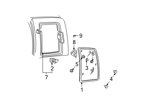 1997 Chevy K3500 Side Glass Diagram