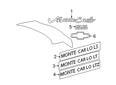 2006 Chevy Monte Carlo Plate Assembly, Rear Compartment Lid Name Diagram for 15885698