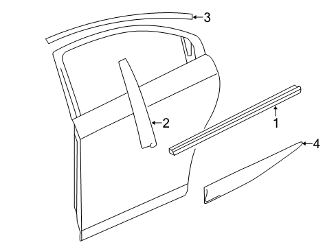 2019 Chevy Cruze Applique Assembly, Rear Side Door Window Frame Front *Anthracite Diagram for 39085709