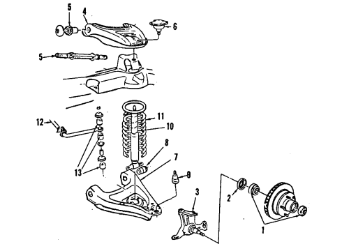 1987 Chevy El Camino Front Suspension, Control Arm Diagram 1 - Thumbnail