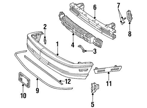 1992 Oldsmobile Achieva Front Bumper Cover *Black Diagram for 22577664