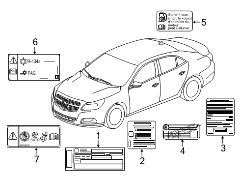 2021 Chevy Malibu Information Labels Diagram